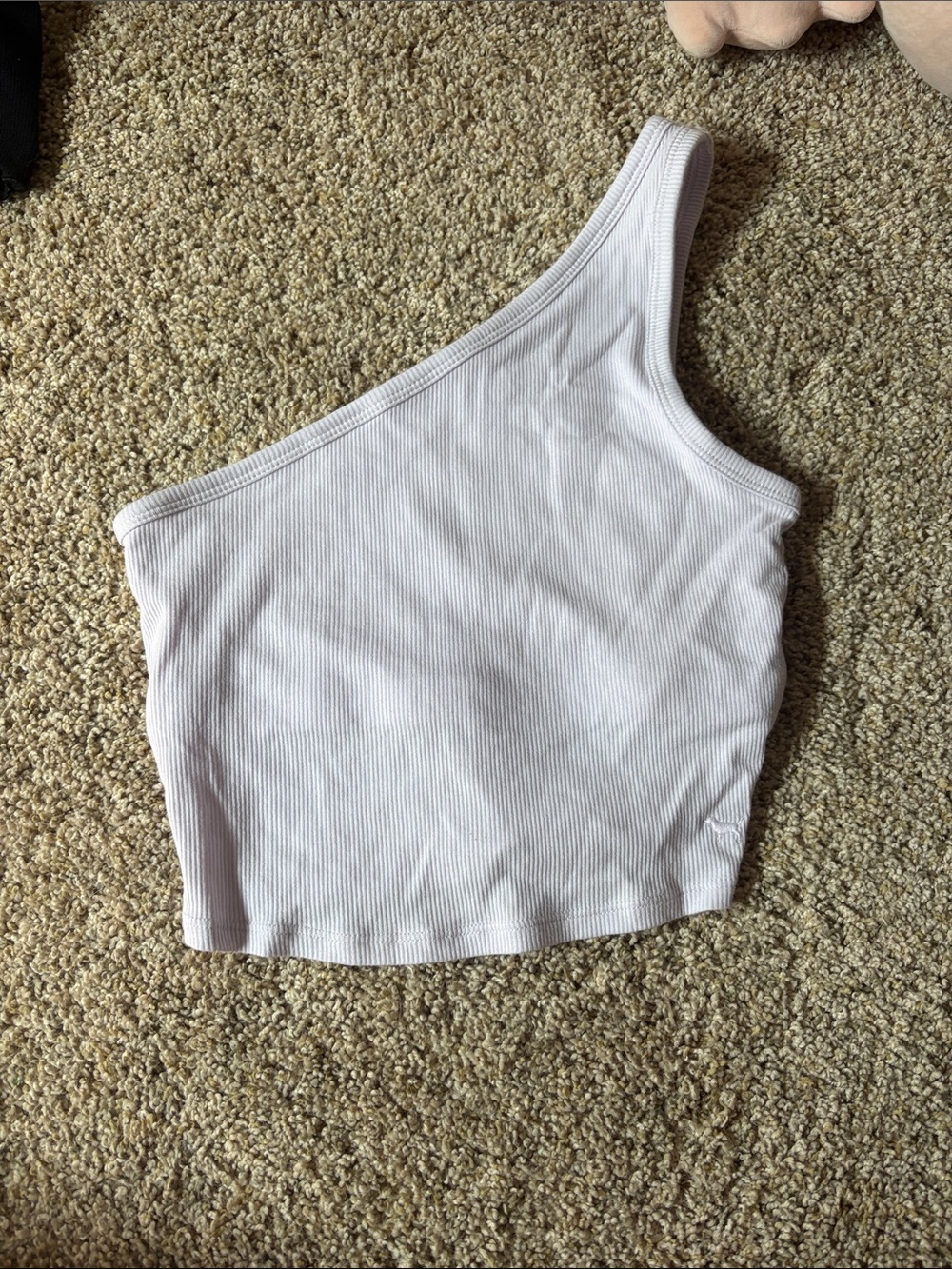 PINK Victoria's Secret One-Shoulder Ribbed Crop Top - Light Pink
